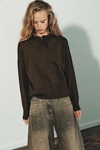 HOODED KNIT SWEATSHIRT