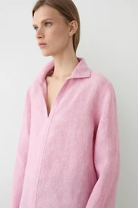 100% linen notch lapel collar blouse