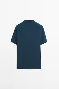 Micro-textured cotton piqué polo shirt