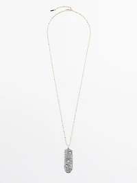 Collier pendentif pièce métallique sceau