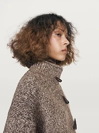 Wool and cotton knit cardigan with horn button