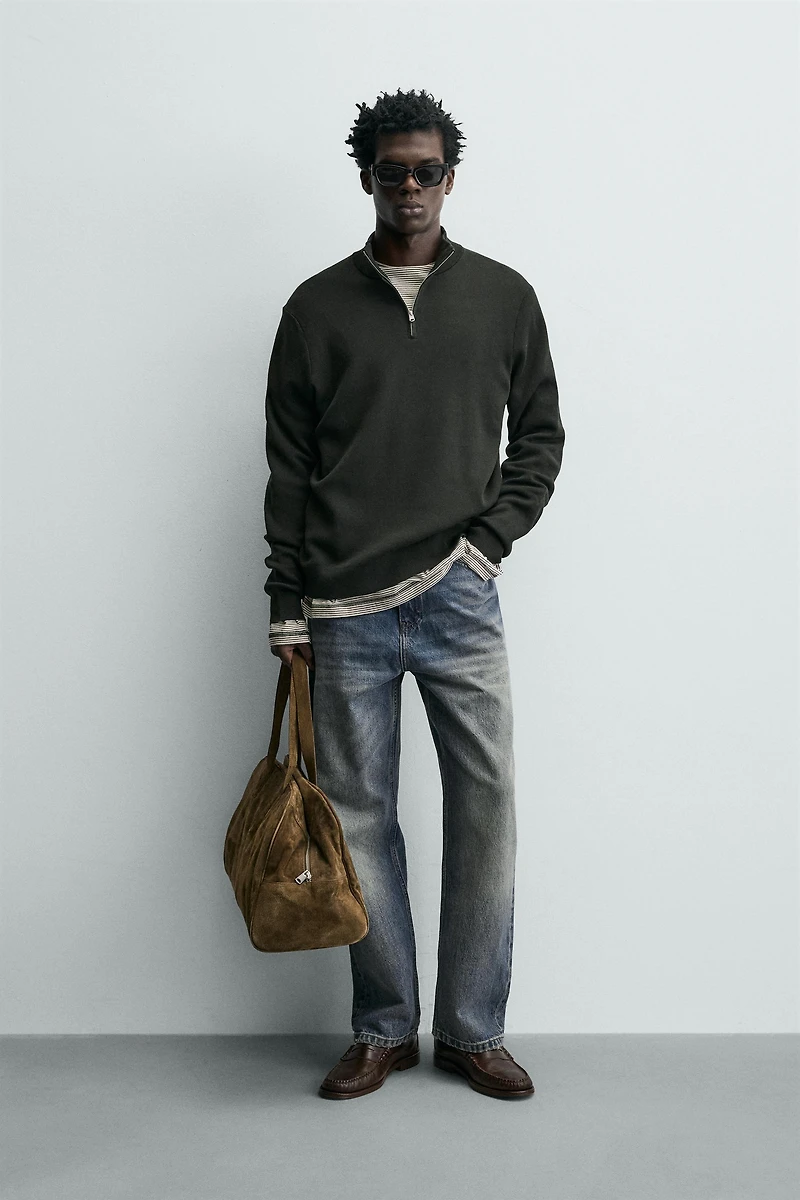 COTTON QUARTER-ZIP JUMPER