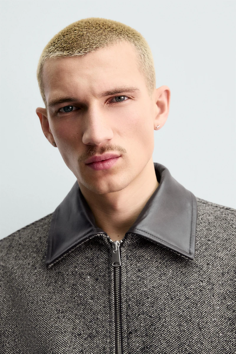 LEATHER TRIM TEXTURED JACKET ORIGINS