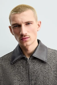 LEATHER TRIM TEXTURED JACKET ORIGINS