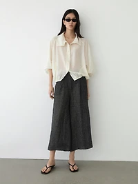 Linen blend melange darted pants