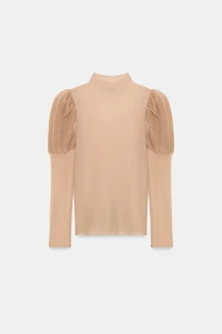 TOP EN MAILLE SEMI-TRANSPARENT À MANCHES BOUFFANTES
