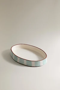 STRIPED CERAMIC BATHROOM SOAP DISH