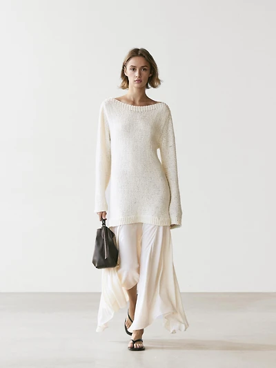 Combined asymmetric midi dress