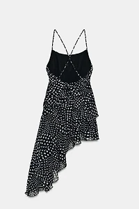 DRAPED POLKA DOT DRESS