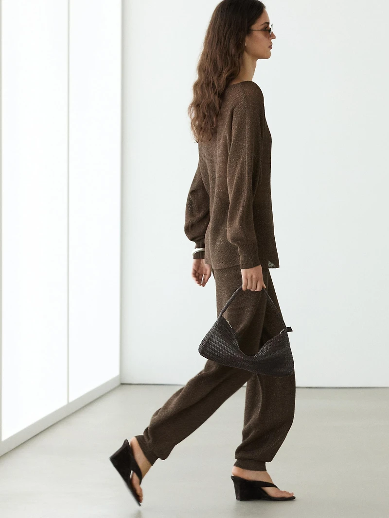 Total look balloon fit knit trousers