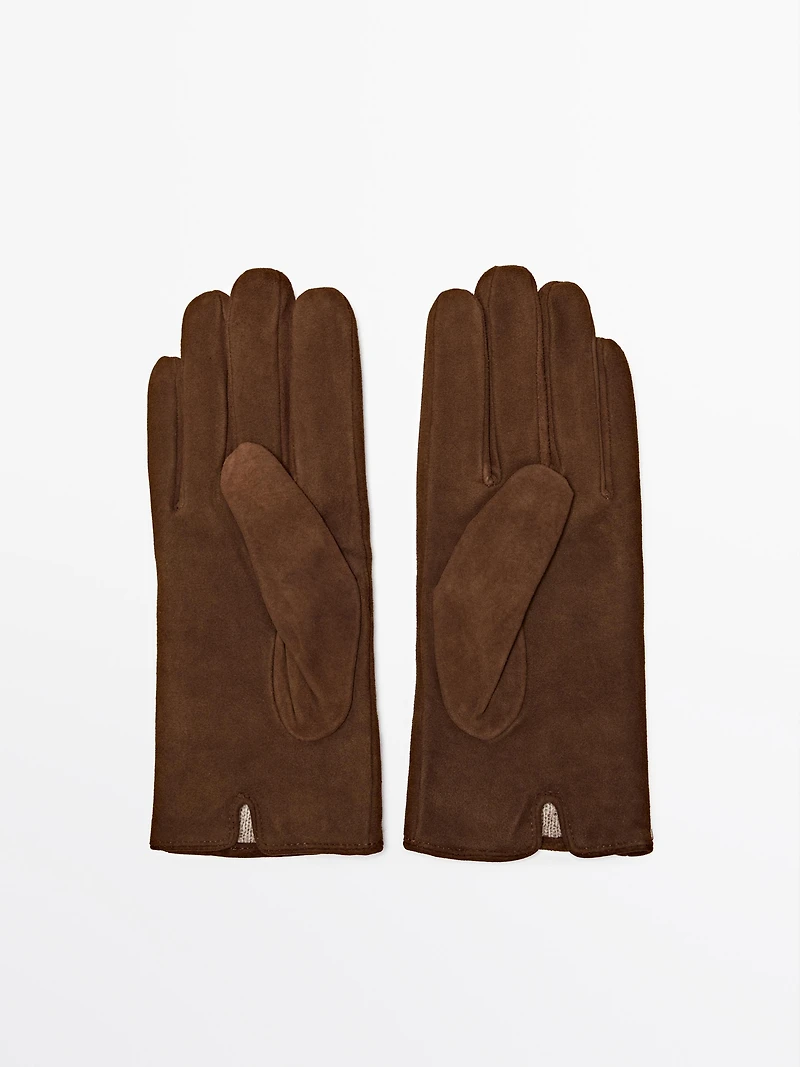 Suede leather gloves