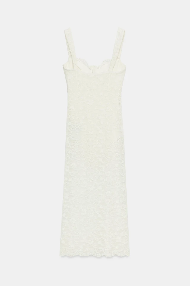 Zara COMBINATION SEQUIN LACE MIDI DRESS | Place Rosemre