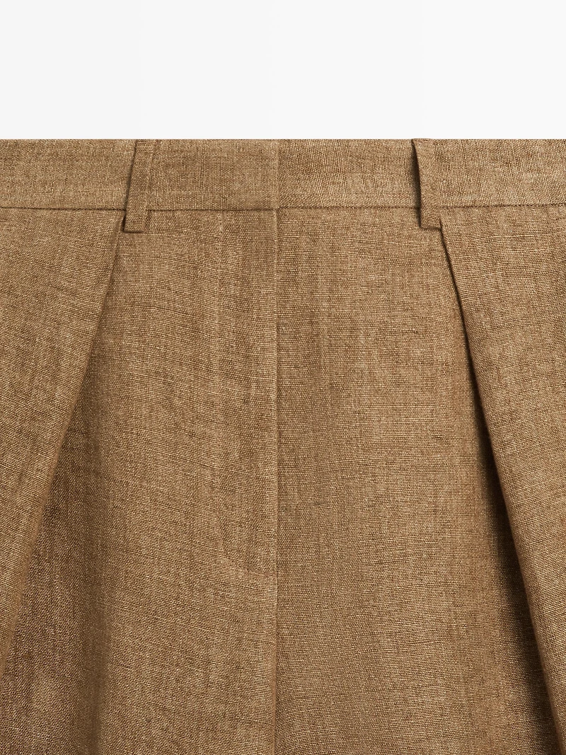 Melange linen suit Bermuda shorts