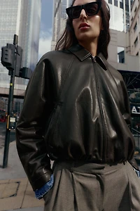 FAUX LEATHER BOMBER JACKET