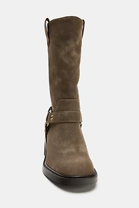 HEELED BIKER ANKLE BOOTS