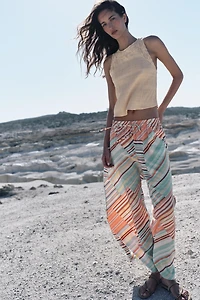 PANTALON LARGE À RAYURES