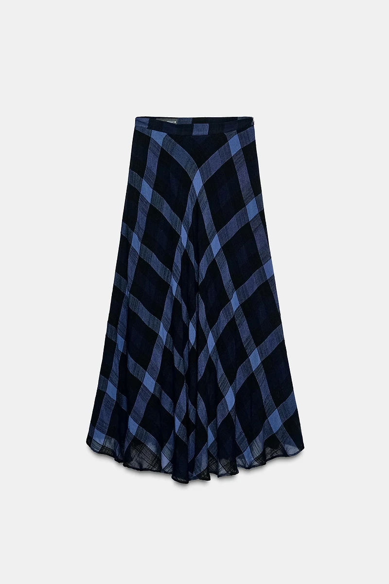 PLAID MIDI SKIRT