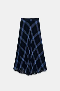 PLAID MIDI SKIRT