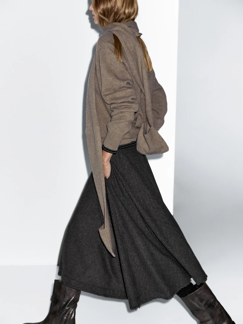 Jupe midi ample à carreaux vichy