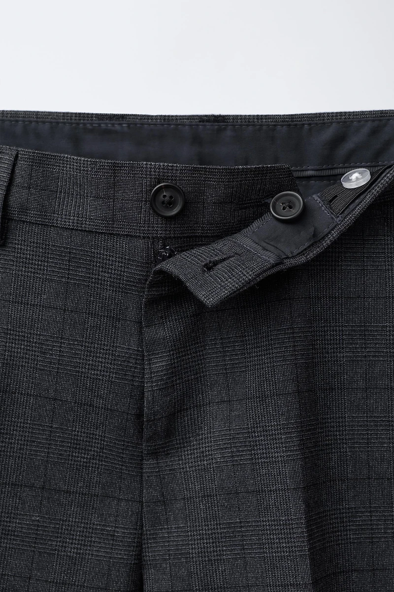 COMFORT CHECKED SUIT PANTS