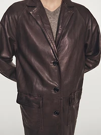 Long nappa leather coat