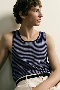 STRIPED JACQUARD KNIT TANK TOP