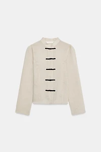 ZW COLLECTION STRIPED FROG CLASP SHIRT