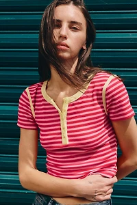 STRIPED RIBBED T-SHIRT
