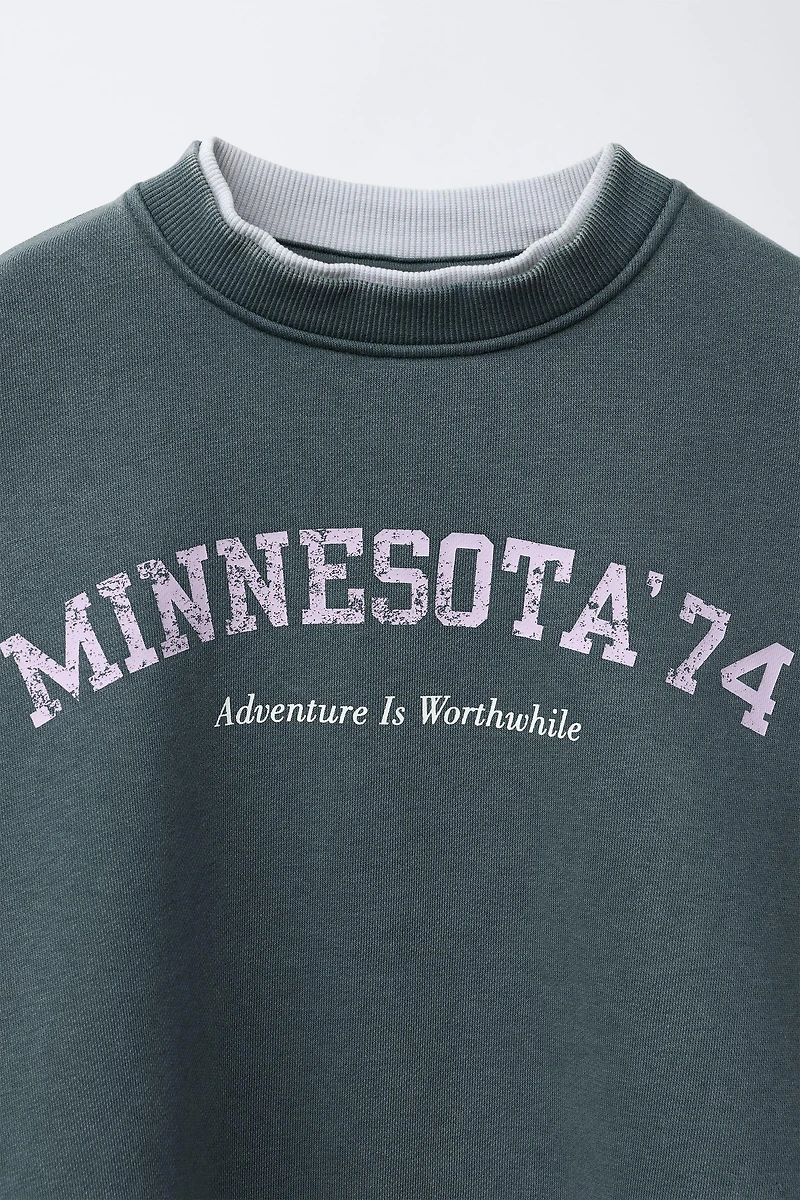 TEXT SWEATSHIRT AND RIBBED LEGGINGS SET