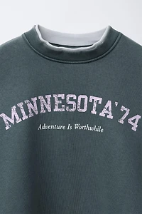 TEXT SWEATSHIRT AND RIBBED LEGGINGS SET