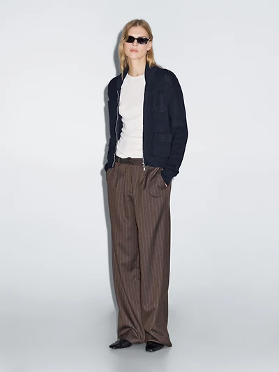Pinstripe wide-leg trousers