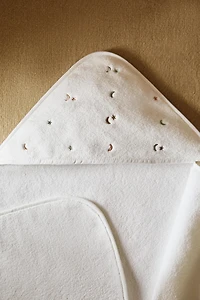HOODED BABY TOWEL WITH STARS AND MOONS