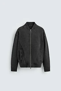 WASHED KNIT BOMBER JACKET