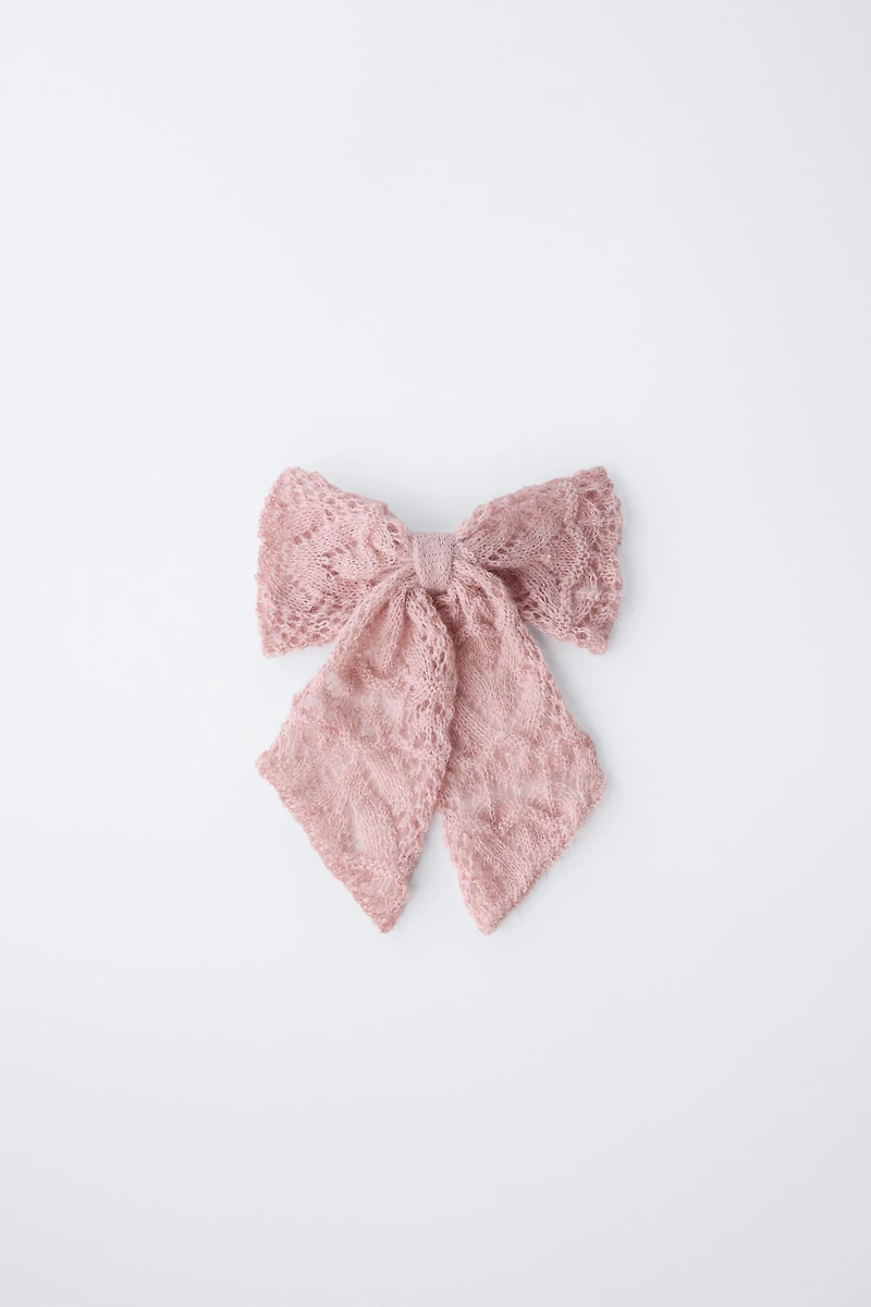 KNIT BOW BARRETTE WITH WOOL AND ALPACA