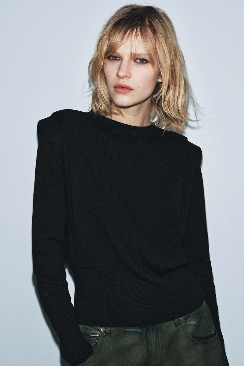 SHOULDER PAD KNIT JUMPER