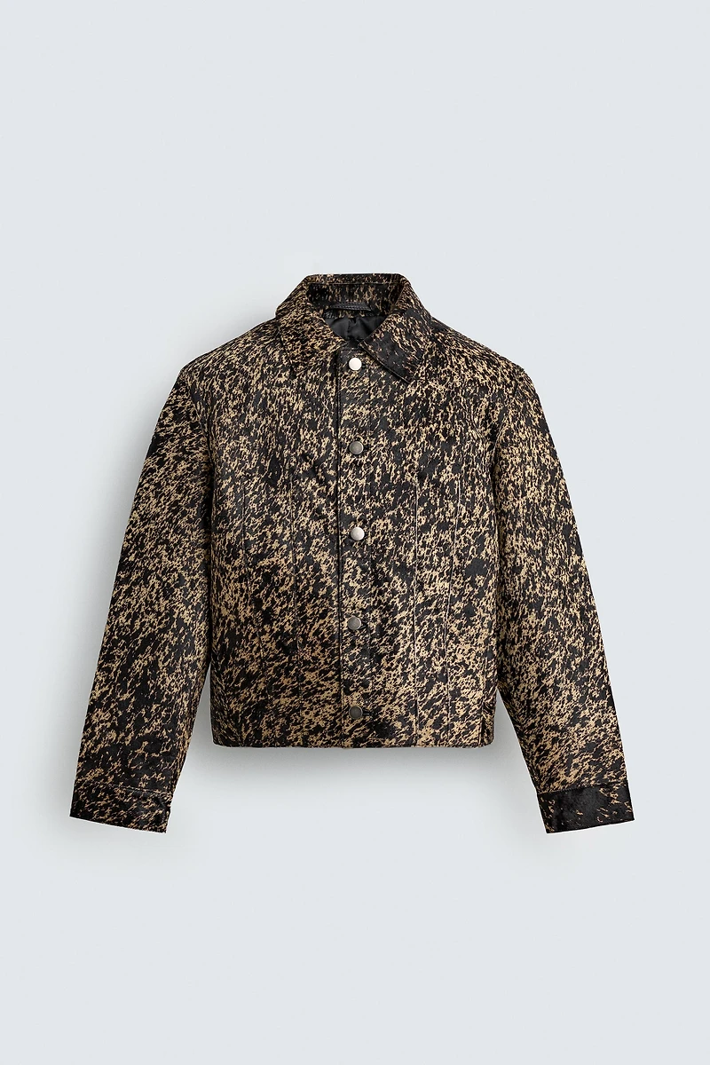 VESTE EN CUIR EFFET FOURRURE IMPRIMÉ