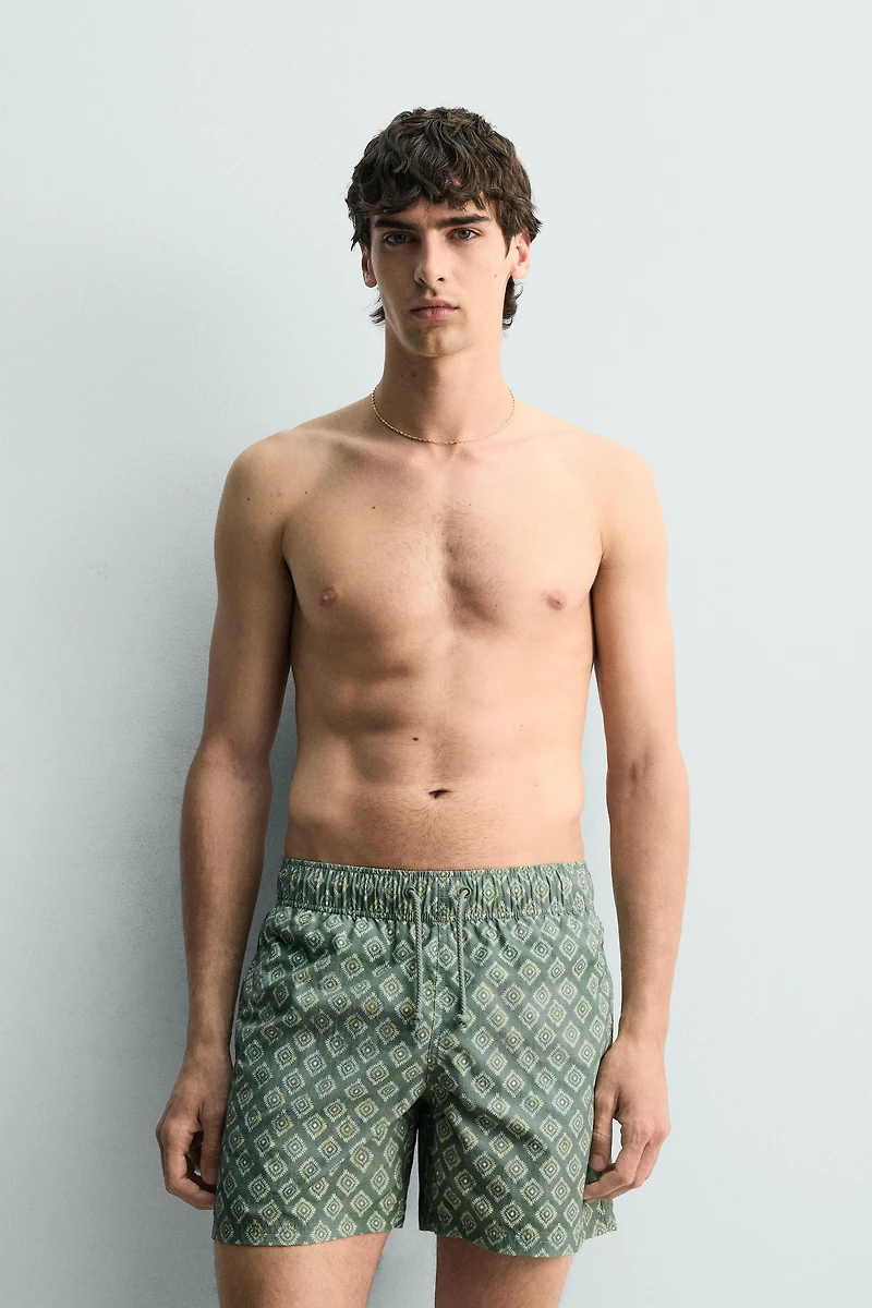 WASHED GEOMETRIC PRINT SWIMSUIT