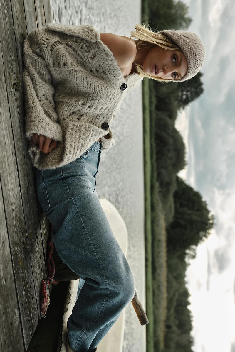 POINTELLE CHUNKY KNIT CARDIGAN