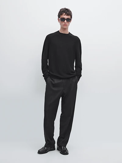 100% wool raglan sleeve knit sweater