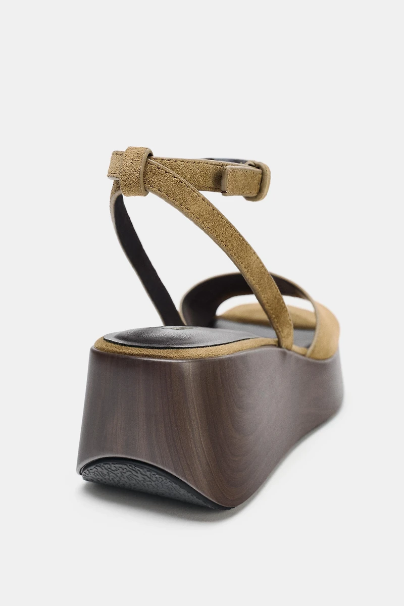 SPLIT LEATHER PLATFORM SANDALS