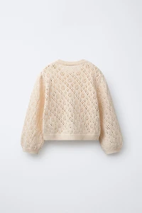 EMBROIDERED FLORAL OPENWORK CARDIGAN