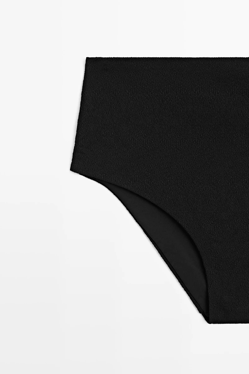 Textured high-waist bikini briefs