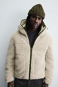COMBINATION FAUX SHEARLING JACKET