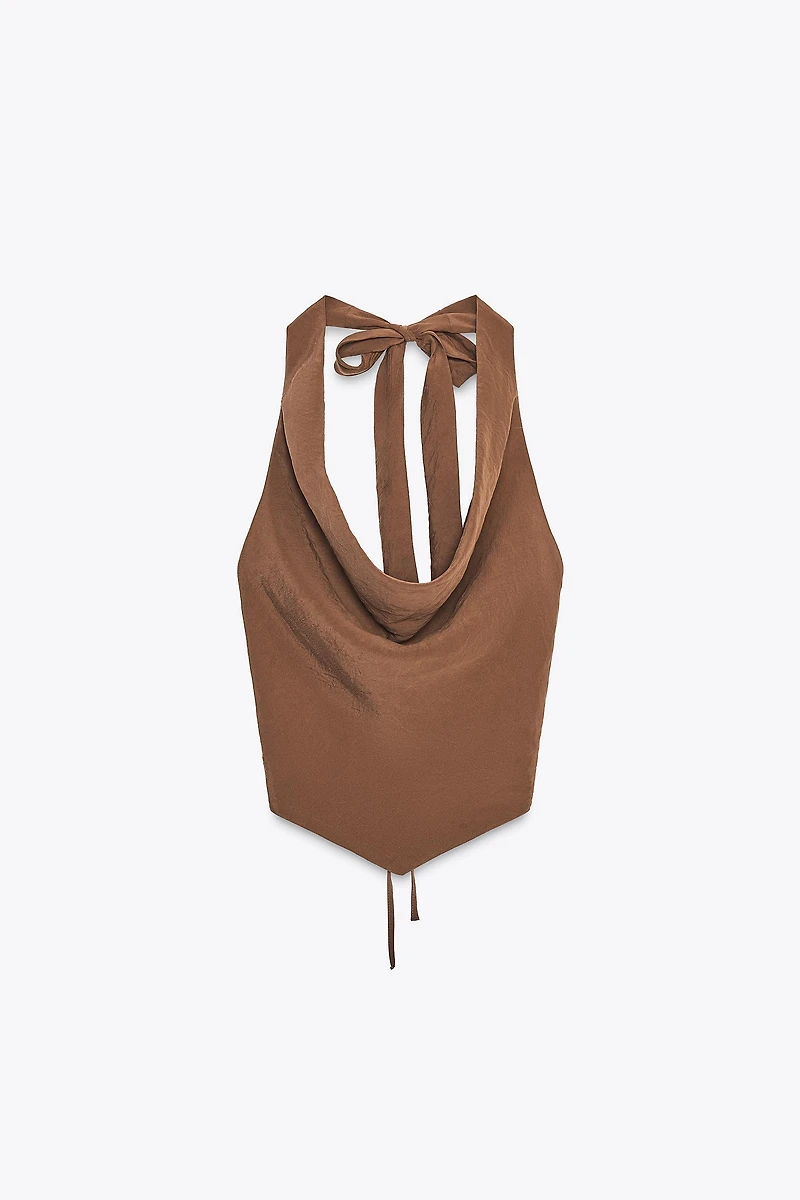 TOP FLUIDE HALTER DRAPÉ