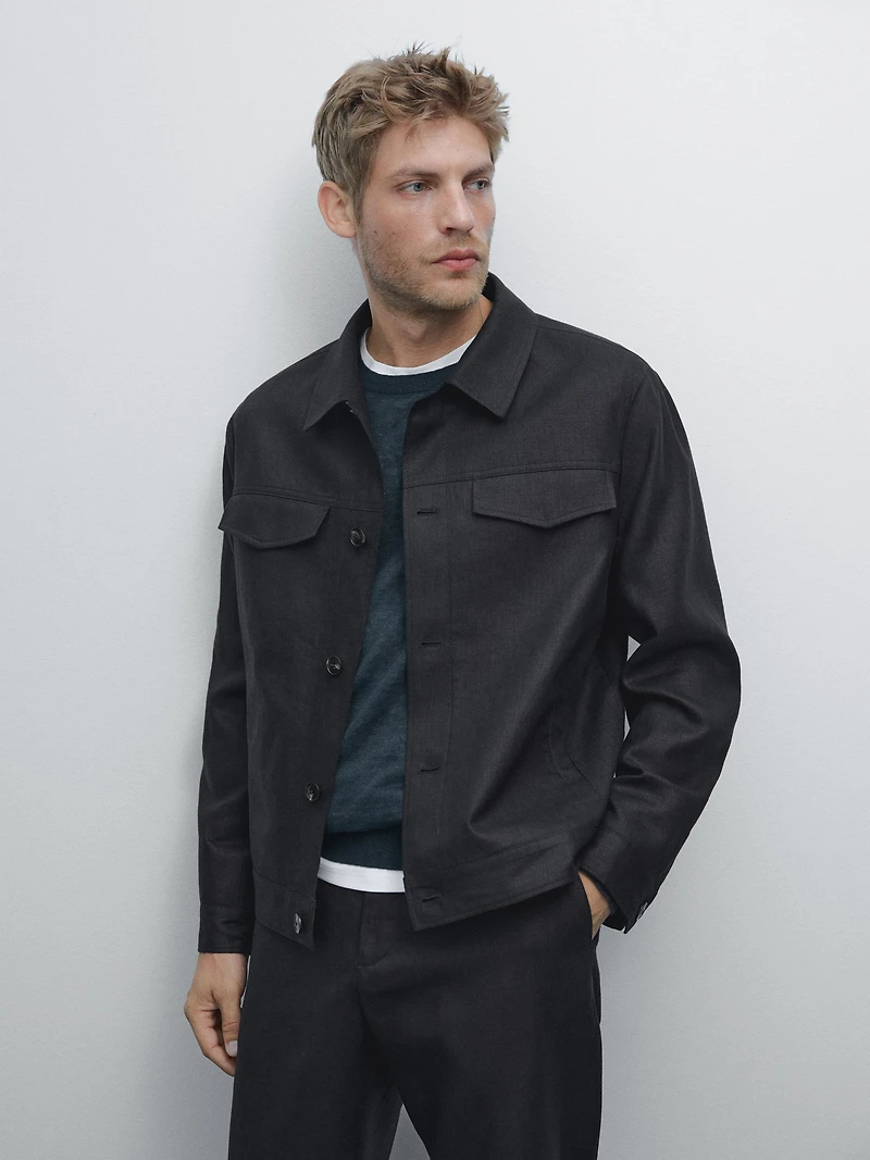 100% linen total look jacket