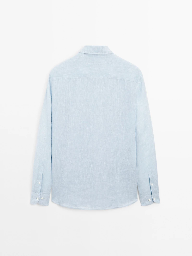 Slim-fit 100% linen shirt