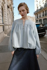FAUX LEATHER BALLOON JACKET