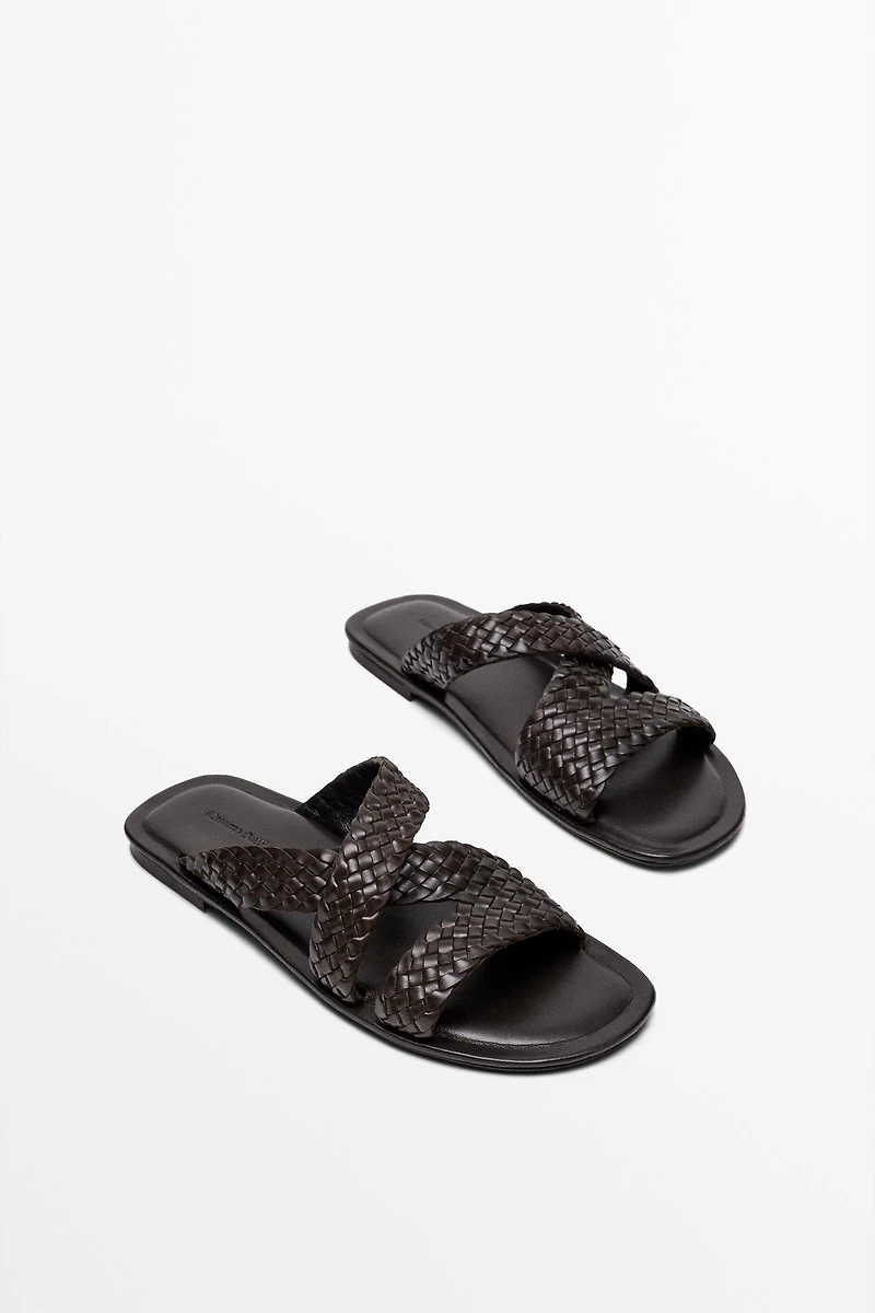 Braided leather sandals