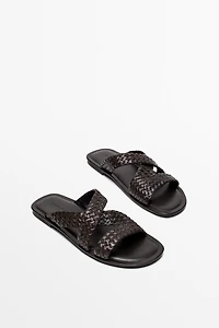 Braided leather sandals