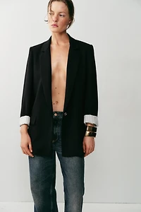 ROLL-UP SLEEVE PRINTED CUFF BLAZER